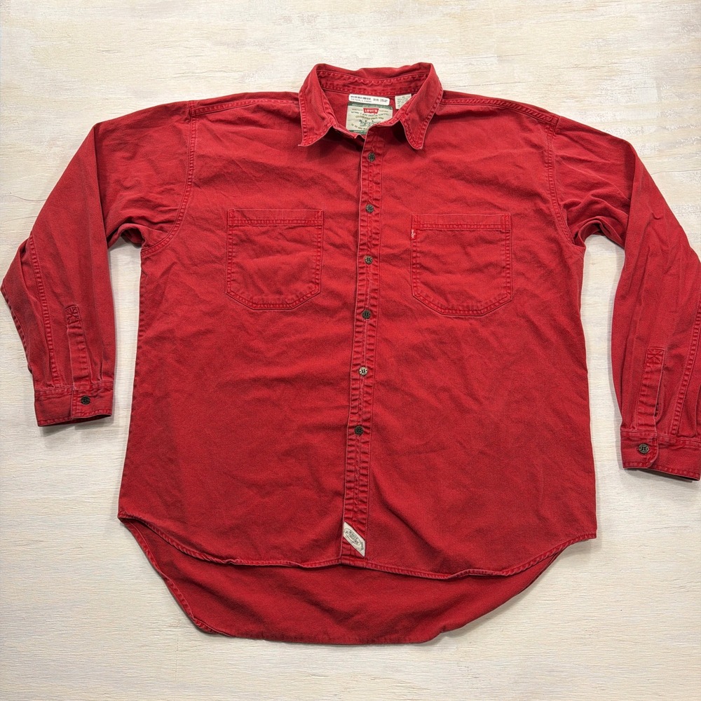 Levi's Button Down Shirt Modern Authentics XL Dual Pockets Red Mens